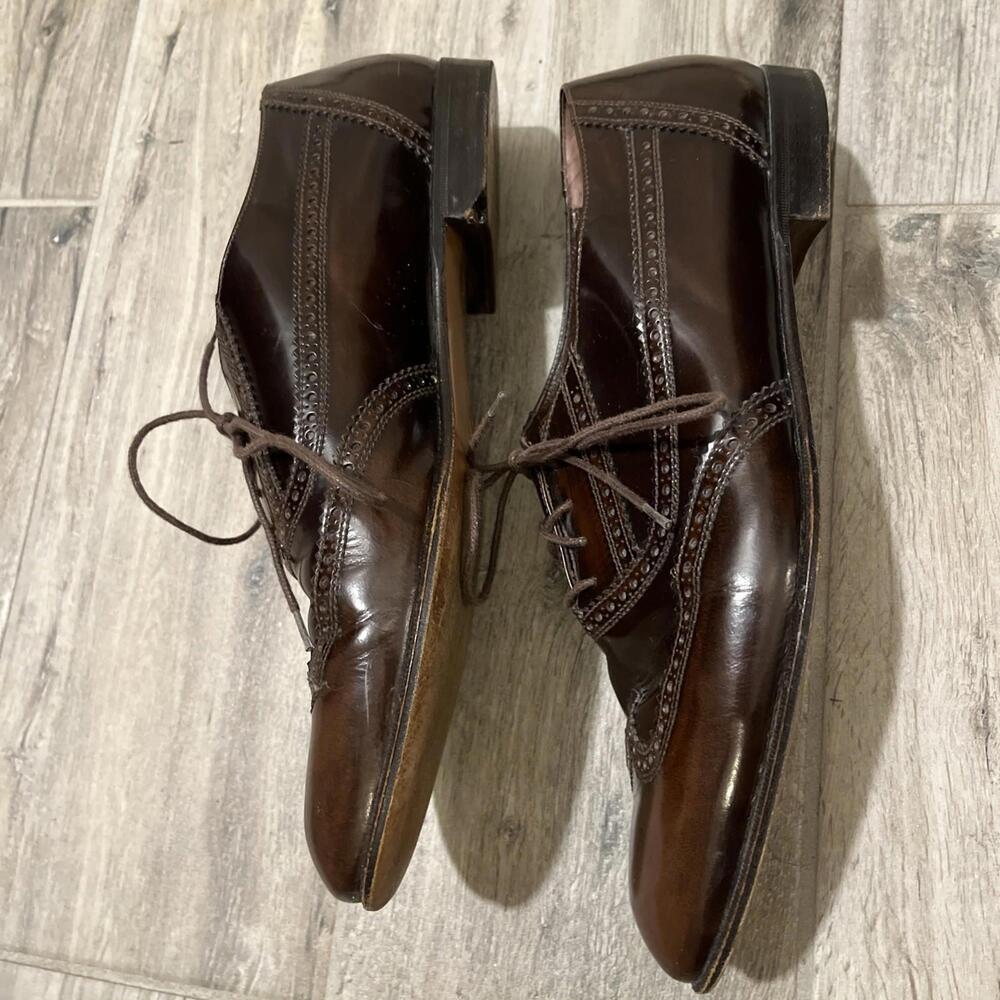 GORGEOUS BRUNO MAGLI BURGUNDY WINGTIP OXFORD MENS SHOES SIZE 10M HANDMADE ITALY - Picture 6 of 12